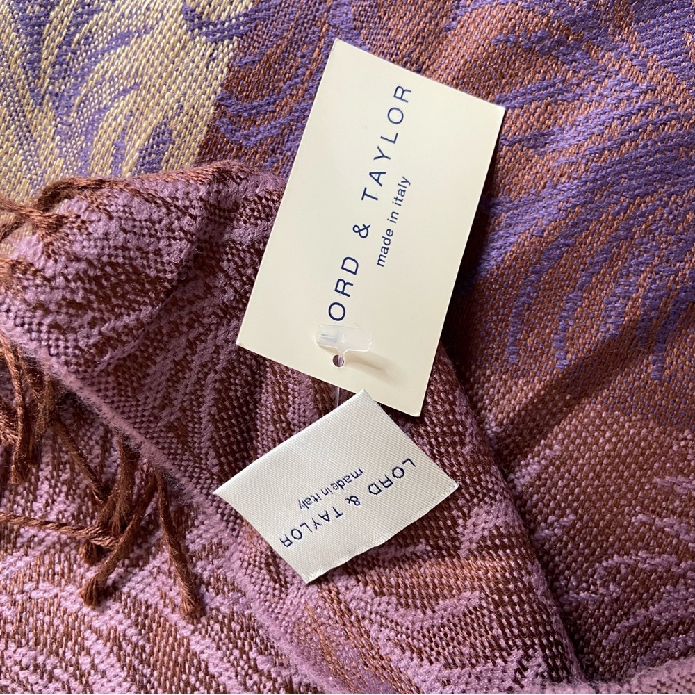 LORD & TAYLOR Purple Jacquard Print Scarf - Picture 6 of 13